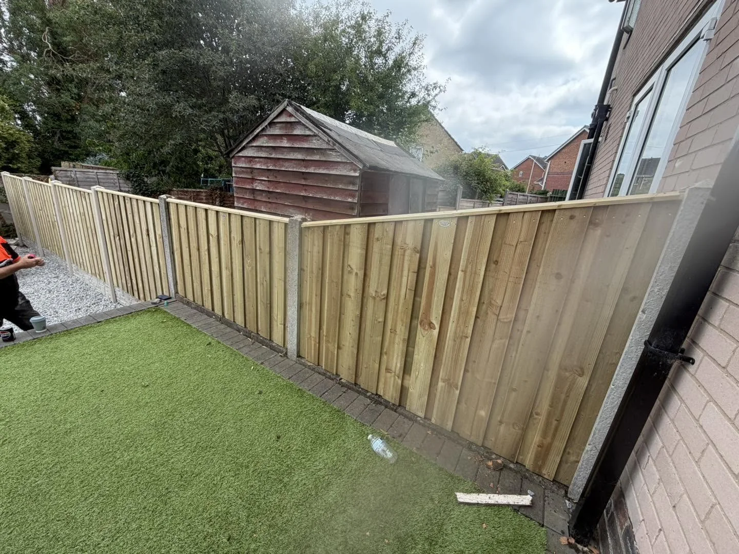 New timber garden boundary fence